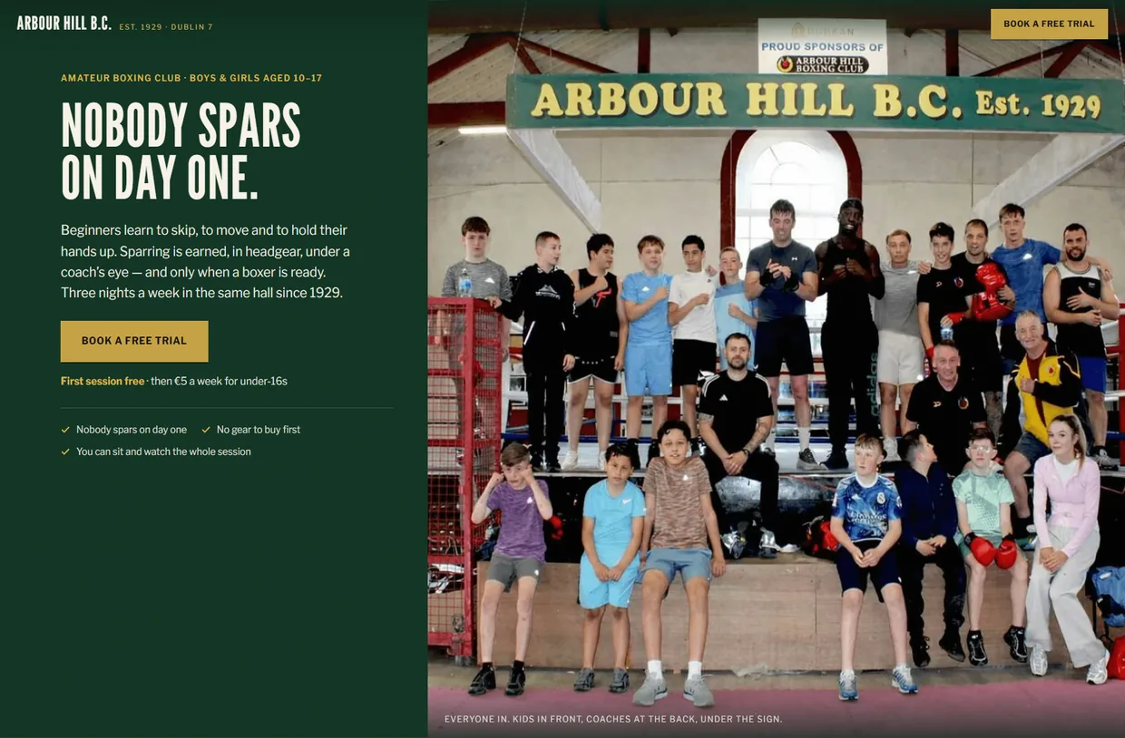 ahbc.ie — Arbour Hill Boxing Club homepage